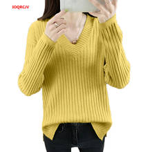 Suéteres de punto para mujer, Jersey elegante de manga larga con cuello en V, Tops coreanos de Color sólido para mujer W1167 2024 - compra barato