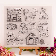 Pet Cats and Dogs CLEAR STAMPS Scrapbook Christmas Card Paper Craft Silicon Rubber Roller Transparent Stamps 2024 - buy cheap