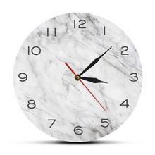 Relógio de parede impresso, textura de mármore, branco, cinza, silencioso, não ticável, relógio de tempo, cozinha, sala de estar, decoração de casa 2024 - compre barato