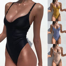 Sexy Thong One Piece Swimsuit Women Push Up Bikini Swimwear Spaghetti Strap High Waist Bathing Suits Cut Out Monokini Bodysuit 2024 - buy cheap