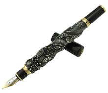 Jinhao caneta fonte cinza vintage, oriental dragon series, caneta pesada, irídio, ponta fina, cinza nobre, coleção, presente 2024 - compre barato