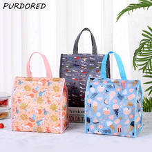 PURDORED 1 Pc Women Cartoon Lunch Bag Oxford Foldable Food Picnic Cooler Bag Keep Warm Bento Thermal Breakfast  Lunch Box Bag 2024 - buy cheap