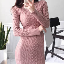 Mulheres inverno novo vestido de malha gola alta quente criss cross street manga longa lápis vestido casual feminino vestidos de outono 2024 - compre barato