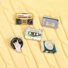 Rock & ROLL-Pin esmaltado con disco de música, broche de Cassette para bolso, Pin de solapa, insignia de la vieja escuela, regalo de joyería para amigos 2024 - compra barato