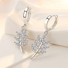 2021 Korean Fashion Silver Color Crystal Leaf Charm Stud Earrings For Women Girl Elegant Wedding Jewelry eh1079 2024 - buy cheap