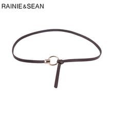 RAINIE-Cinturón fino de cuero para mujer, cinturón de moda, color rojo, amarillo, caqui, marrón, negro y rosa 2024 - compra barato