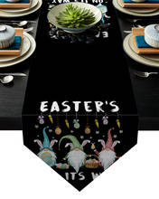 Easter'S On Its Way Easter Egg Gnome Rabbit Black Table Runner Table Flag Home Party Decorative Tablecloth Table Runners 2024 - buy cheap