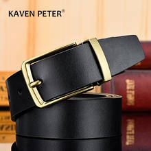 Cinturón clásico de cuero genuino de vaca para hombre, correa de lujo para pantalones vaqueros, Matel hebilla dorada, alta calidad 2024 - compra barato