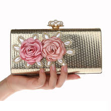 Роскошная вечерняя сумочка-клатч со стразами и золотым цветком, вечерние сумочки для женщин, свадебные сумочки для невесты, сумка-почтальон, WY176 2024 - купить недорого