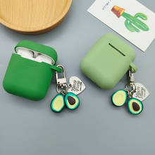 Чехол-накладка для наушников Apple airpods 1, 2, силиконовый, с изображением фруктов авокадо 2024 - купить недорого