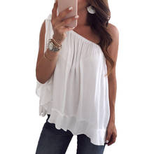 2020 Summer Sexy Loose Casual Short T-Shirts Women Single Shoulder Cotton T-Shirt Short Sleeve New Solid Tops Fashion Clothings 2024 - buy cheap