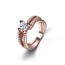 Hot New Women Rose Gold Tone Wedding Ring Full Zircon Female Delicated Engagement Rings Jewelry Trendy 2024 - buy cheap