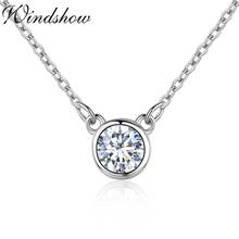 Slim Cute 925 Sterling Silver Solitaire Round CZ Pingente Pendant Choker Necklace For Women Girls Jewelry Kolye Collares Collier 2024 - buy cheap