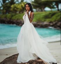 2021 Beach Wedding dress Halter vintage floor length simple bridal gown Bohemian chiffon backless for women Charming Custom made 2024 - buy cheap