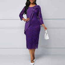 Горячая Распродажа, очаровательное фиолетовое кружевное платье длиной до колена для матери невесты, свадебные платья с круглым вырезом и бантом с длинными рукавами для гостей 2020 2024 - купить недорого