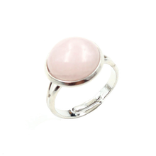 Rose Pink Quartz Round Cabochon Resizable Finger Ring Silver Plated Blue Turquoises Stone Jewelry 2024 - buy cheap