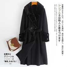 High Quality 100% Wool Coat Women Long Korean Coats and Jackets Winter Clothes Mink Fur Collar 2021 Manteau Femme Pph3029 2024 - buy cheap