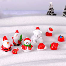 Kawaii Miniature Christmas Snowman Figurine Home Decoration Fairy Garden Cartoon Animal Statue Bonsai Ornaments Resin Craft Gift 2024 - buy cheap