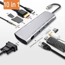 Thunderbolt 3 Dock-Hub USB tipo C a HDMI, adaptador RJ45 para MacBook pro, Samsung s8, DELL, XPS, Xiaomi Air 13, convertidor de USB-C 2024 - compra barato