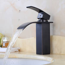 Basin Waterfall Faucets Black Oil Brass Bathroom Sink Faucet Single Handle Hole Deck Vintage Wash Hot and Cold Mixer Taps Crane 2024 - buy cheap
