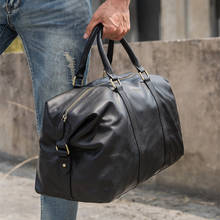 Bolsa de viagem de couro masculina, bolsa de ombro com grande capacidade casual para viagem e negócios 2024 - compre barato