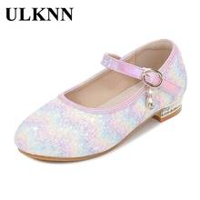 ULKNN 2021 New High Heel Shoes For girls Children Baby Sandals Wedding Party Princess Shoes Pink Blue Anti Slip Size25-38 2024 - buy cheap