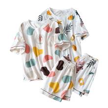2020 Summer Ladies Pajamas Set Cartoon Printed Short-sleeve Top+Shorts 2Pcs Sleepwear Women Comfort Cotton Homewear Casual Wear 2024 - buy cheap