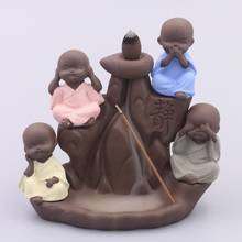 10Pc Incense Cones + Burner Creative Home Decor The Four Little Monk  Censer Backflow Incense Burner Use In Home Teahouse 2024 - buy cheap