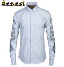 Azazel-Camisa de manga larga para hombre, camisa masculina de diseño único de lujo, con bordado a la moda, ajustada e informal, 4XL 2024 - compra barato