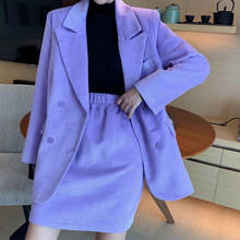 Conjunto elegante feminino da primavera lucky a, casaco de veludo ol jaqueta feminina 2 peças sobretudo 2024 - compre barato