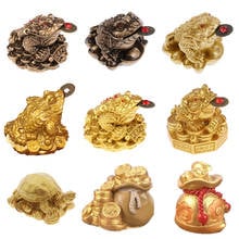 Tabletop Ornaments Lucky Gifts Feng Shui Toad Money LUCKY Fortune Wealth Chinese Golden Frog Toad Coin Home Office Decoration 2024 - buy cheap