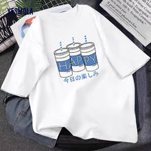 YESMOLA Women's T-shirt Happy Drink Design Simple Korean Harajuku Shirt O-Neck Top Printed Short Sleeve T-shirt Quality Unisex 2024 - buy cheap