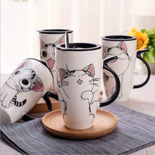 Taza de gato con tapa de gran capacidad para café, jarras de silicona de 600ml, tazas creativas para beber café, té, regalos novedosos, taza de leche 2024 - compra barato