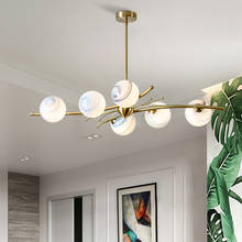 Lámpara de araña Led G4 de cristal de planeta único, barra de iluminación dorada para sala de estar, accesorios de iluminación interior 2024 - compra barato
