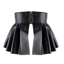 Lady Women Ladies Pleated Skirts Wide Belts Fashion PU Leather Elastic Wide Waistband Classic Style Peplum Cinch Belt Skirt Belt 2024 - buy cheap