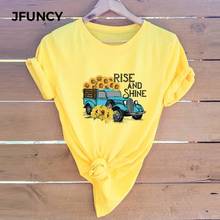 JFUNCY Plus Size Women T Shirts New Printed Summer T-Shirt 100% Cotton Short Sleeve Woman Tees Tops Female Tshirt 2024 - buy cheap