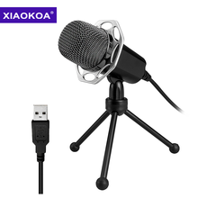 Microfone usb profissional para computador, microfone condensador com suporte para gravação de karaokê windows mac pc xiaokoa 2024 - compre barato