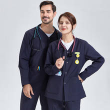 Men Nursing Scrub Jackets Workwear Professionals Women Warm Up Scrubs Jacket Snap Front Ultra Soft Natural Uniforms L2 2024 - buy cheap