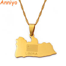 Anniyo libéria mapa bandeira ouro cor encantos pingente colares liberianos jóias oriente médio #001021 2024 - compre barato