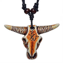 FX001Tauren-collar con colgante de calavera de Toro, gargantilla de Cabeza de buey fresca, joyería Retro de estilo Tribal, collar de hueso de Yak de imitación, amuleto para regalo 2024 - compra barato