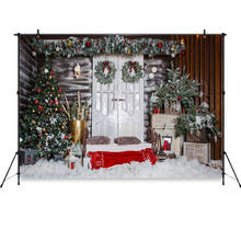 Mocsicka Christmas Backdrop Outdoor Wood House Photographic Background Snow Christmas Tree Background for Photo Studio 2024 - buy cheap