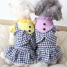 Grid arco botão roupas para cães de estimação inverno quente cão vestido camisa do cão hoodies casacos roupas para cães gato yorkie teddy 2024 - compre barato