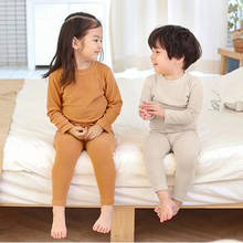 Pijama infantil cores sólidas para meninos e meninas, conjunto de roupa de dormir de algodão para crianças rt109 2024 - compre barato