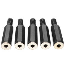 Newest 5pcs 3.5mm Jack Stereo Audio Adapter Female Plug Connector Black Speaker Plug Adapter Connector 42mm 2024 - buy cheap