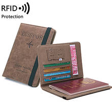 Dienqi rfid-capa para passaporte, multi-função, porta-cartão, carteira, couro, masculino, feminino, acessório para viagem 2024 - compre barato