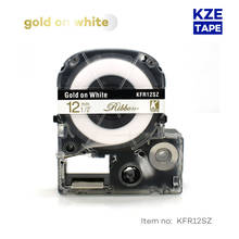 Cinta de etiquetas de satén dorado sobre blanco, 12mm x 5m, KFR12SZ, para impresora Epson KingJim, LW-300 LW400, 1 ud. 2024 - compra barato