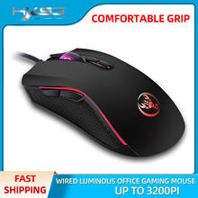 HXSJ-ratón con 7 botones para Gaming profesional, nuevo ratón con cable de ratón óptico USB con LED de 7 colores, 3200DPI, para ordenador 2024 - compra barato