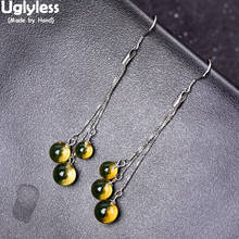 Uglyless-pendientes de ámbar descoloridos para mujer, aretes minimalistas de piedras preciosas, joyas de plata de ley 925 sólida, joya 2024 - compra barato