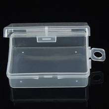 Mini Caja de almacenamiento transparente de plástico transparente, estuche de contenedor con tapa, Agujero colgante, caja de almacenamiento portátil 2024 - compra barato