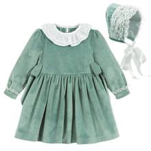 2020 Spanish dress baby girl dress princess dresses cotton long sleeve green velvet dress 2024 - buy cheap